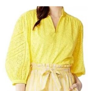 Draper James Yellow Eyelet Blouse